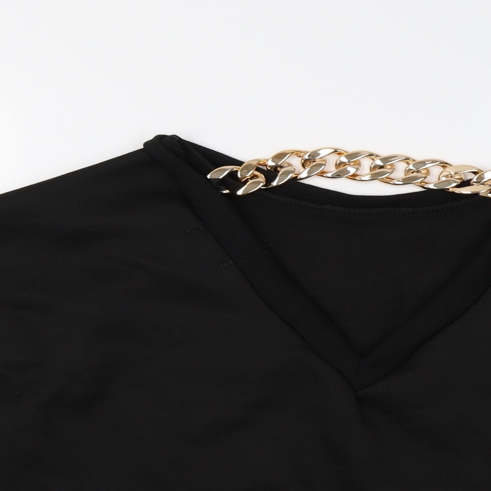 Cherry Koko Womens Black   Henley Sweatshirt Size M  - Golden Chain