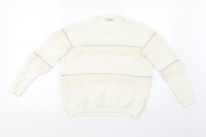 LC Waikiki Womens White Striped  Pullover Sweatshirt Size L