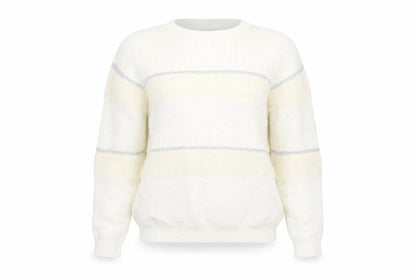 LC Waikiki Womens White Striped  Pullover Sweatshirt Size L