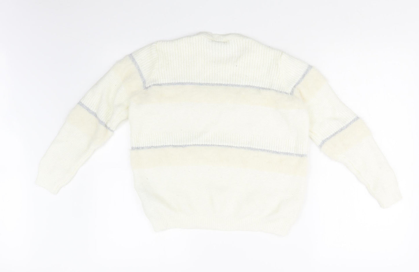 LC Waikiki Womens White Striped  Pullover Sweatshirt Size L
