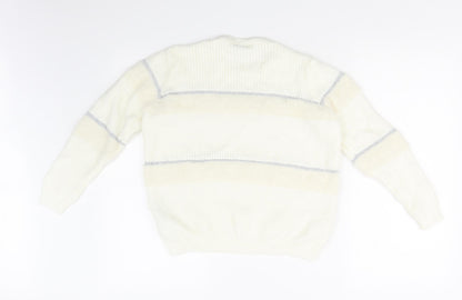 LC Waikiki Womens White Striped  Pullover Sweatshirt Size L