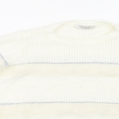 LC Waikiki Womens White Striped  Pullover Sweatshirt Size L