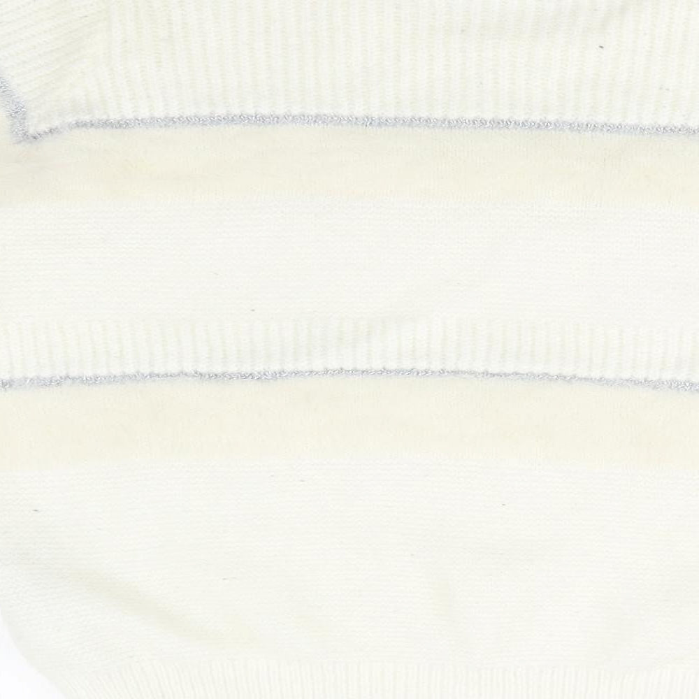 LC Waikiki Womens White Striped  Pullover Sweatshirt Size L