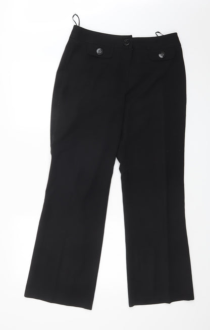 Womens UK Size 12 Classics Regular Fit Cropped Black Trousers