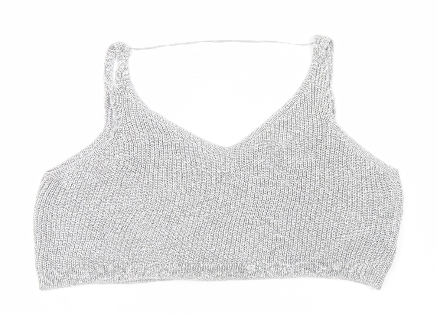 Womens UK Size XS Sparkle & Fade Silver Basic Tank