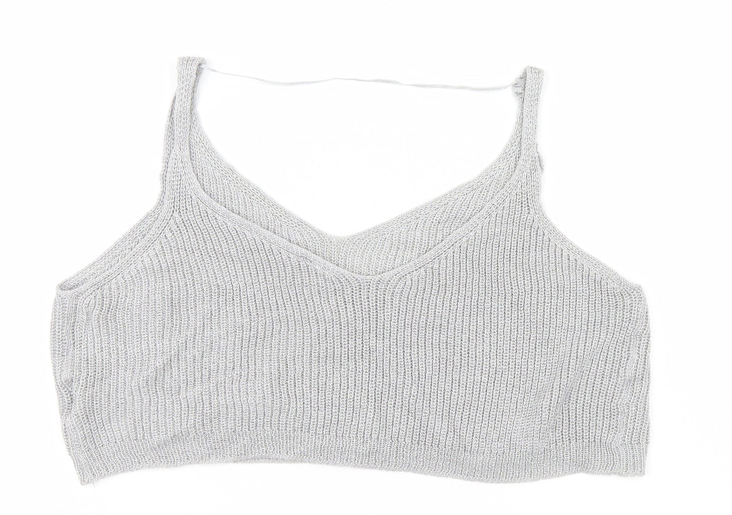 Womens UK Size XS Sparkle & Fade Silver Basic Tank