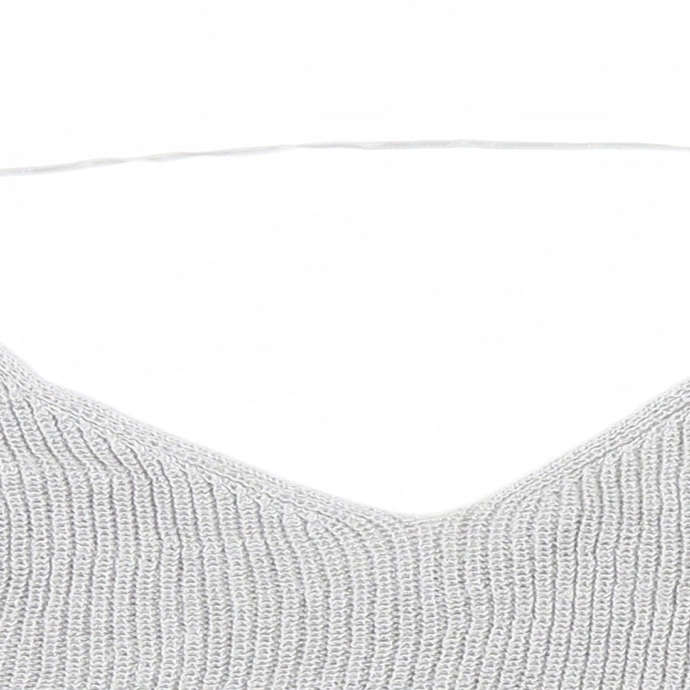 Womens UK Size XS Sparkle & Fade Silver Basic Tank