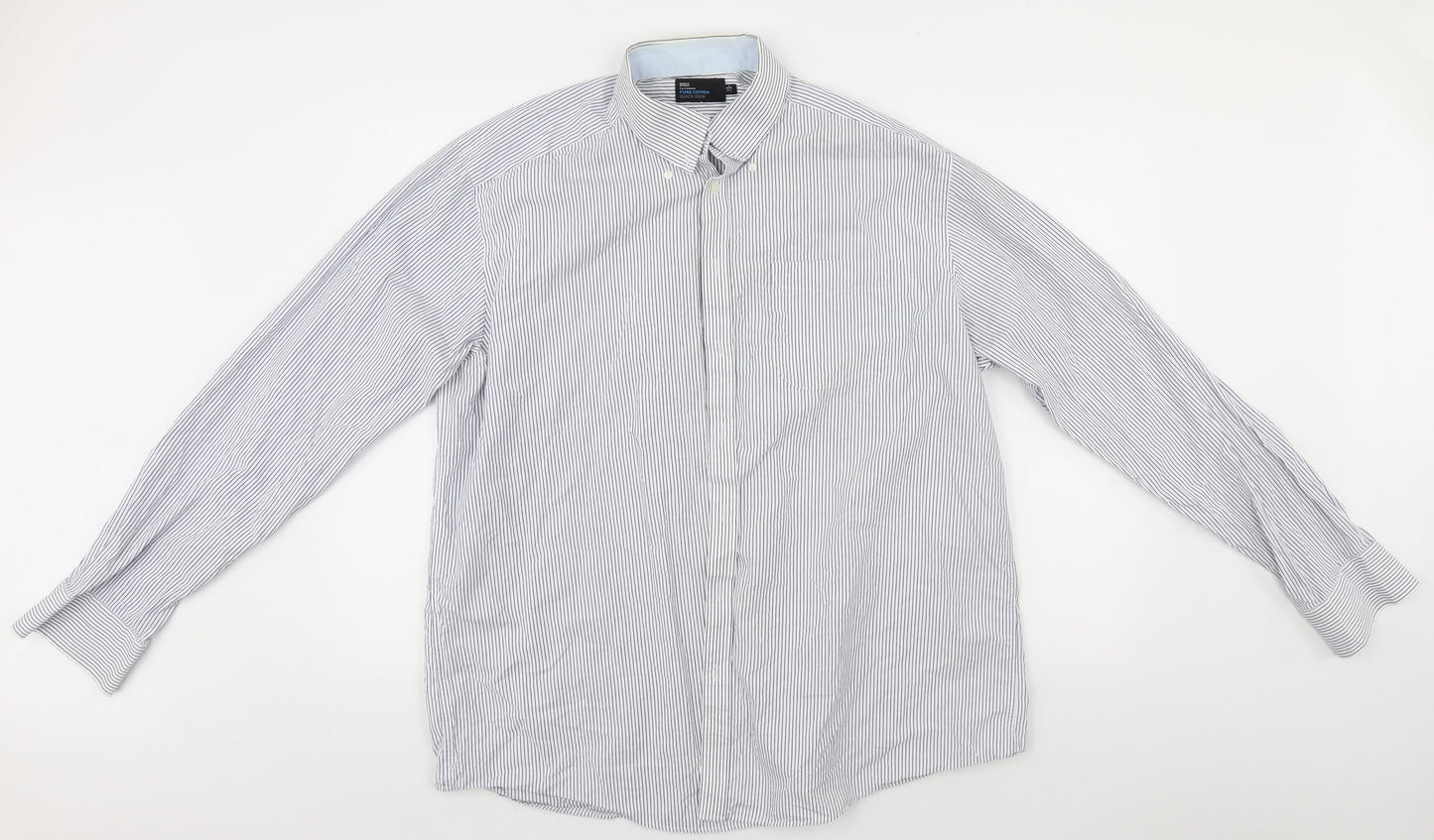 Mens UK Size 44 Marks and Spencer White  Button-Up Long Sleeve Casual Shirt