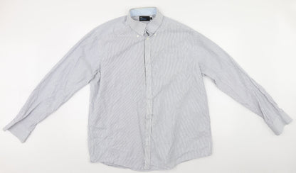 Mens UK Size 44 Marks and Spencer White  Button-Up Long Sleeve Casual Shirt