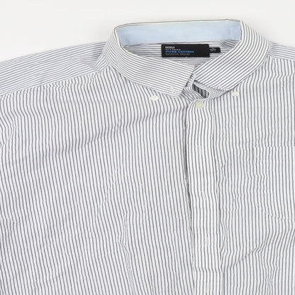 Mens UK Size 44 Marks and Spencer White  Button-Up Long Sleeve Casual Shirt