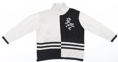 Daxon Womens Black Geometric  Pullover Jumper Size 20