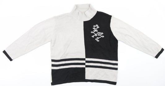 Daxon Womens Black Geometric  Pullover Jumper Size 20