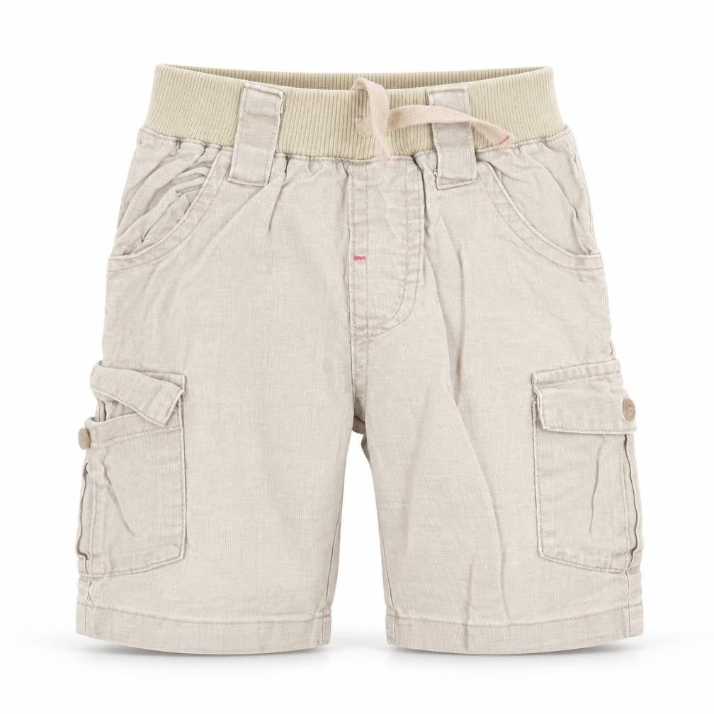 Front view of Mothercare boys’ beige cargo trousers, size 12-18, months