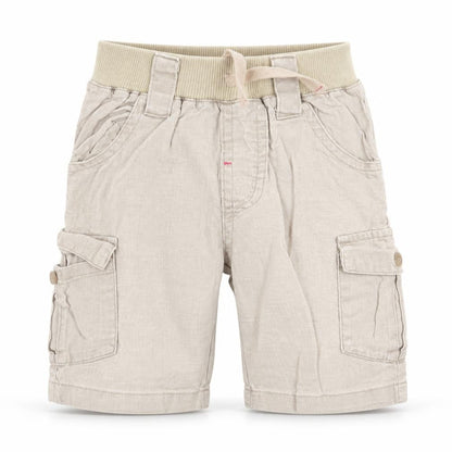 Front view of Mothercare boys’ beige cargo trousers, size 12-18, months