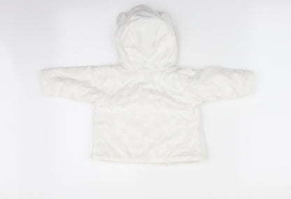 Babaluno Girls White Geometric  Overcoat Coat Size 3-6 Months