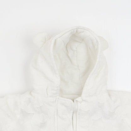 Babaluno Girls White Geometric  Overcoat Coat Size 3-6 Months