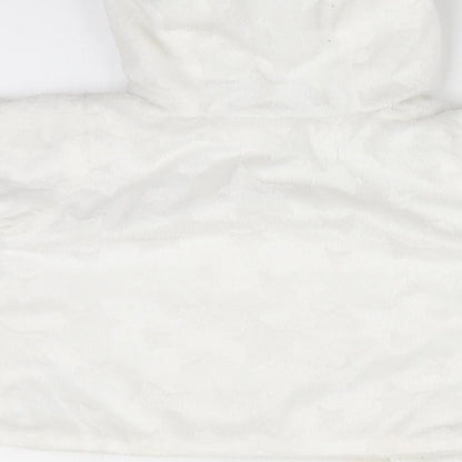 Babaluno Girls White Geometric  Overcoat Coat Size 3-6 Months