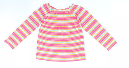 Mini Boutique Girls Pink Striped  Tunic Blouse Size 4-5 Years