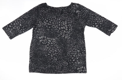 Florence and Fred Womens Black Animal Print  Tunic Blouse