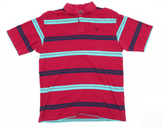 Palm Grove Mens Red Striped   Polo Size L