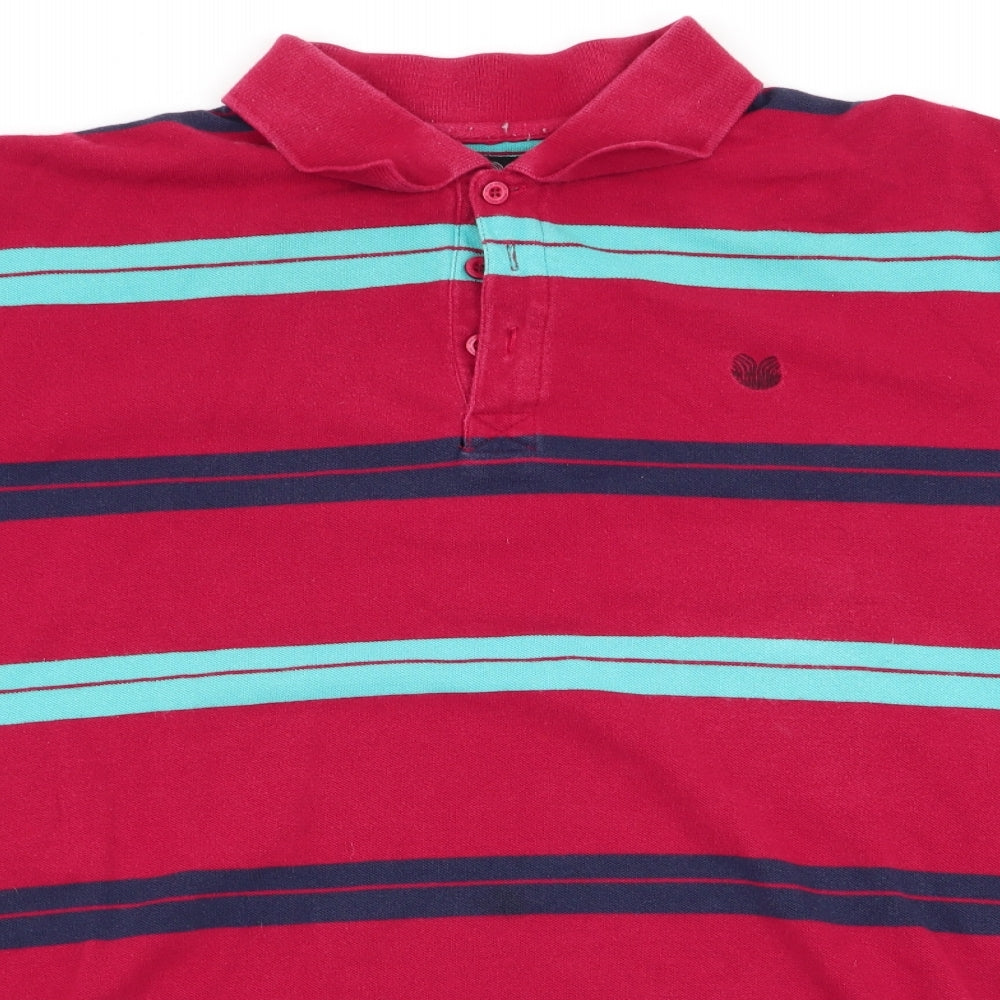 Palm Grove Mens Red Striped   Polo Size L