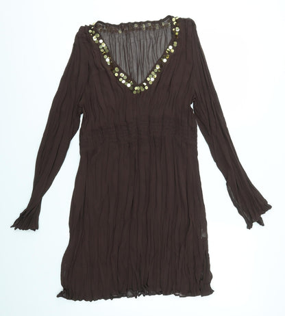 Preworn Womens Brown   A-Line  Size M  - SHEER