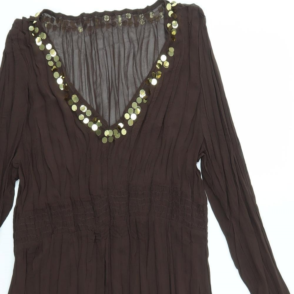 Preworn Womens Brown   A-Line  Size M  - SHEER