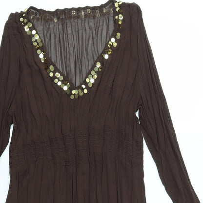 Preworn Womens Brown   A-Line  Size M  - SHEER