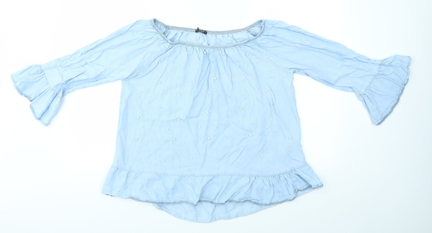 Womens UK Size M Quiz Blue Basic Blouse