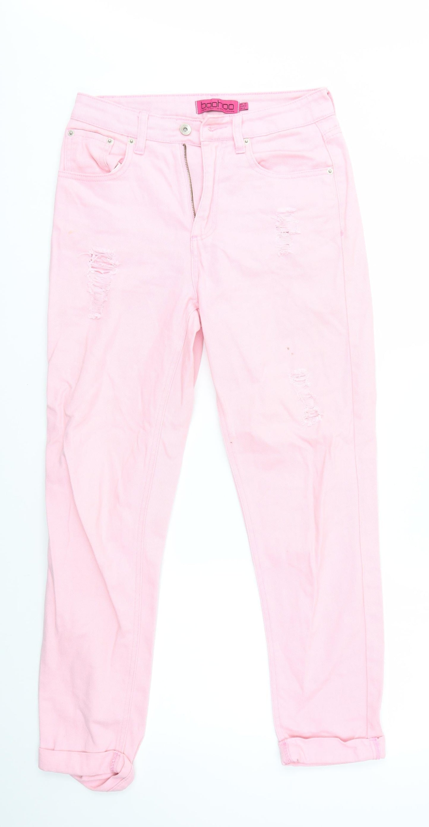 Boohoo Womens Pink   Straight Jeans Size 10 L26 in