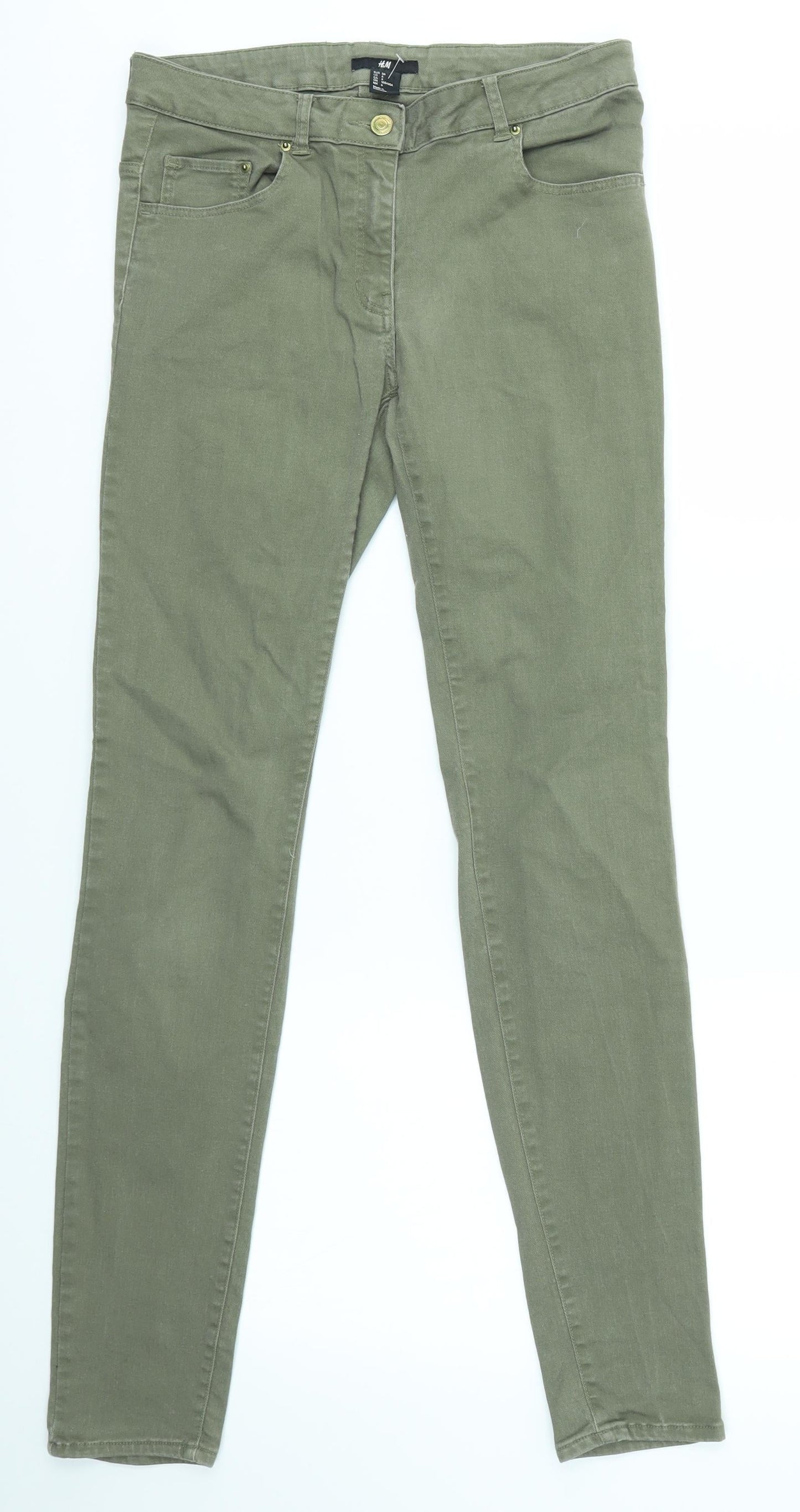 Womens UK Size 8 H&M Regular Fit Skinny Green Jeans