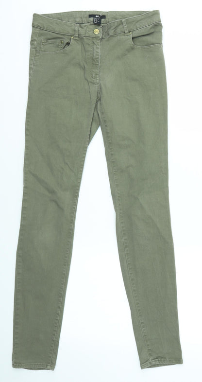 Womens UK Size 8 H&M Regular Fit Skinny Green Jeans