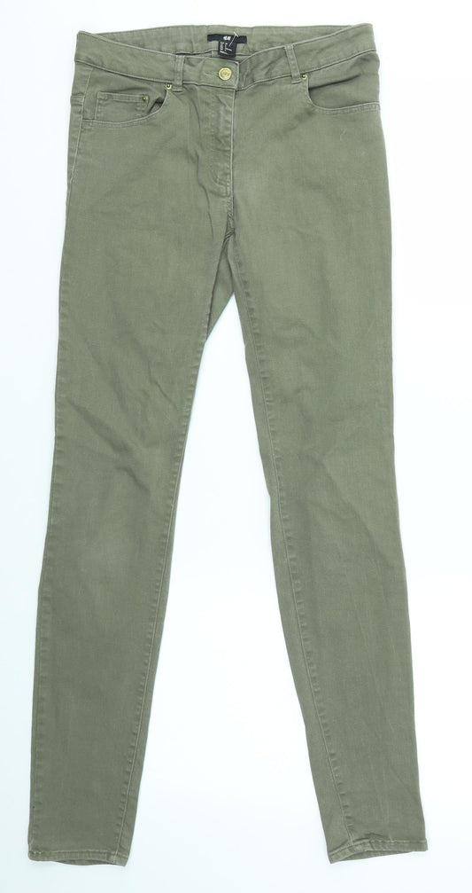 Womens UK Size 8 H&M Regular Fit Skinny Green Jeans