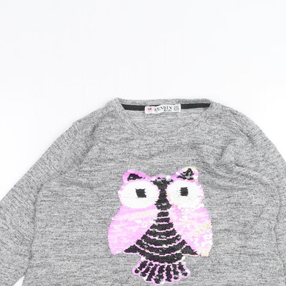 meybiy kids Girls Grey   Basic T-Shirt Size 9-10 Years