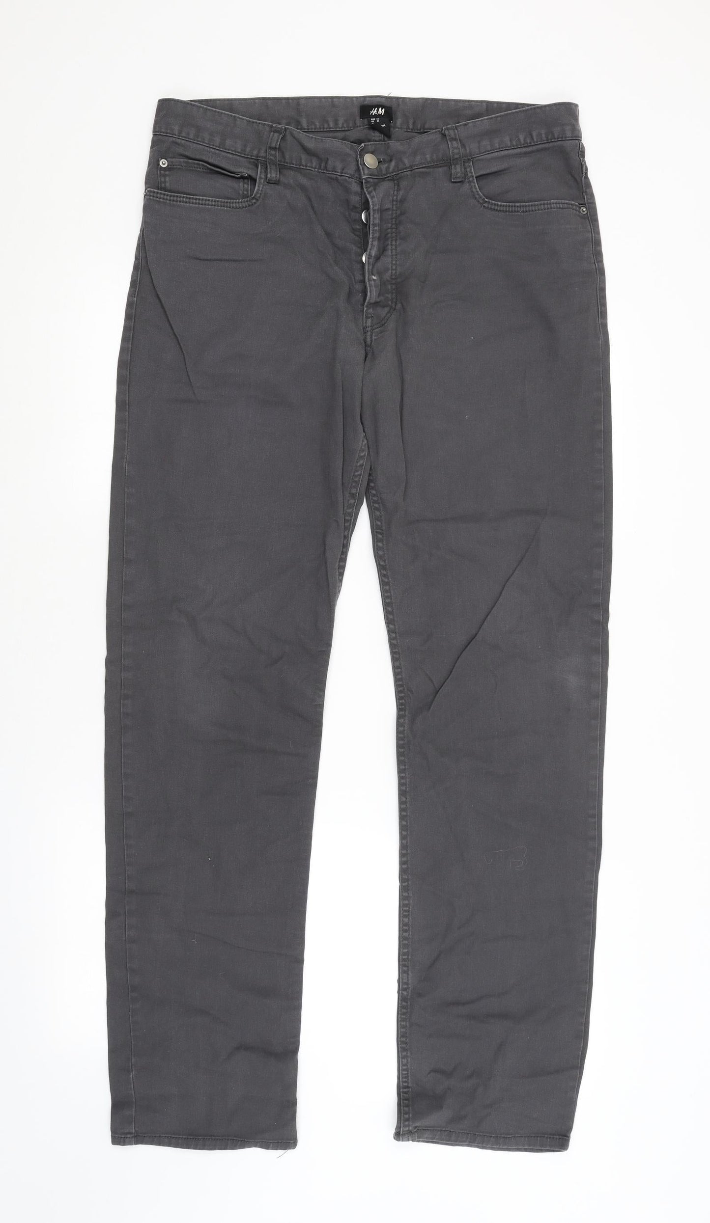 Womens UK Size 6 H&M Regular Fit Straight Grey Jeans