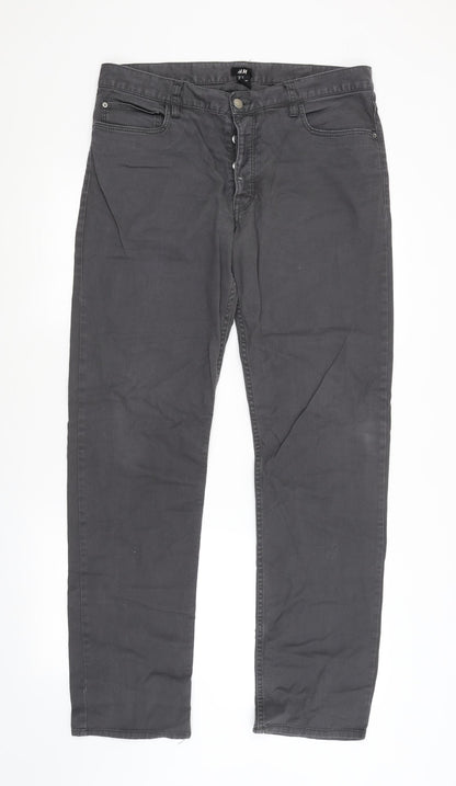 Womens UK Size 6 H&M Regular Fit Straight Grey Jeans