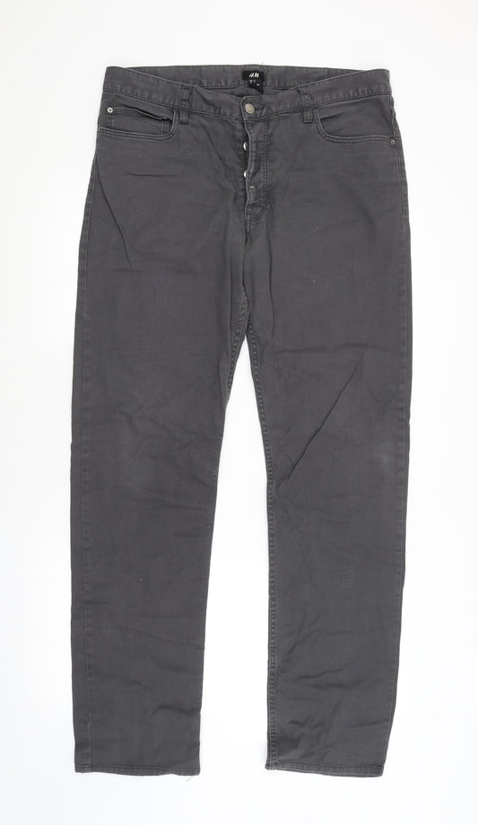 Womens UK Size 6 H&M Regular Fit Straight Grey Jeans