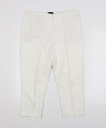 Womens UK Size  M&S Regular Fit Cropped White Trousers