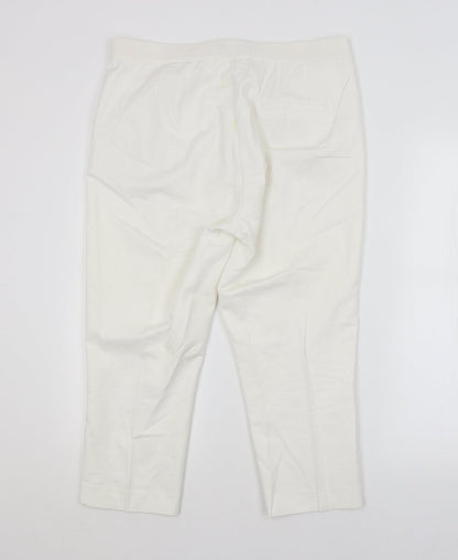 Womens UK Size  M&S Regular Fit Cropped White Trousers