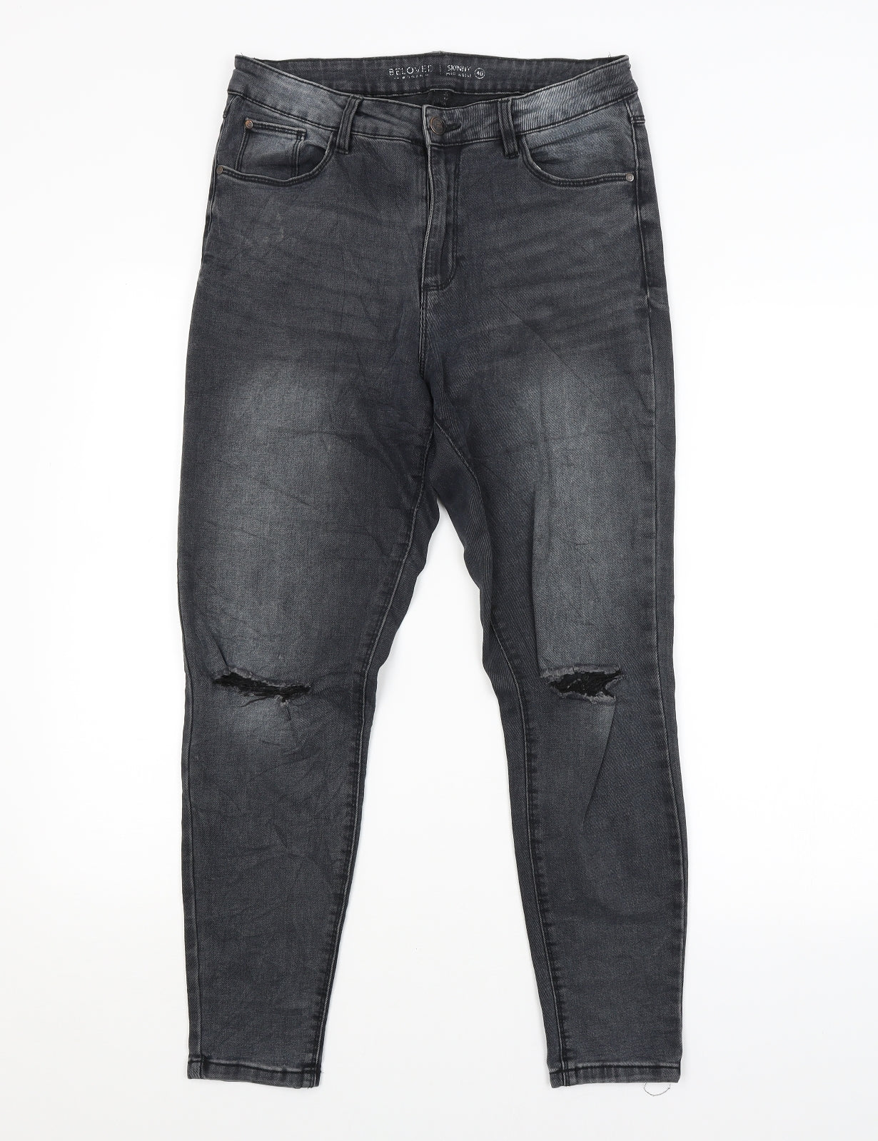Womens UK Size 12 Preworn Regular Fit Skinny Grey Jeans
