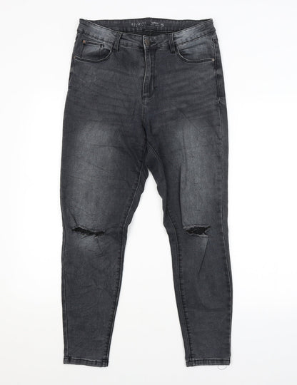 Womens UK Size 12 Preworn Regular Fit Skinny Grey Jeans