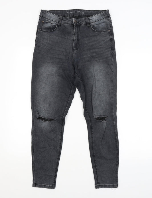 Womens UK Size 12 Preworn Regular Fit Skinny Grey Jeans
