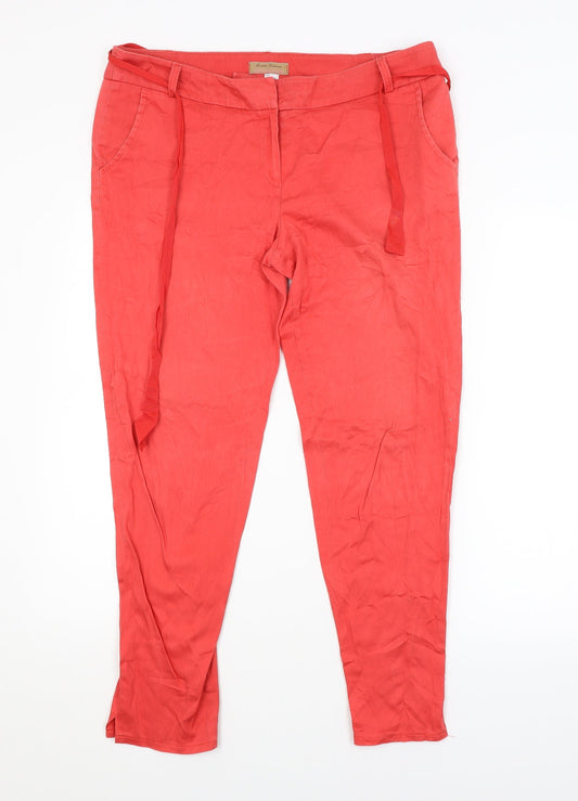 Womens UK Size 16 Preworn Regular Fit  Red Trousers