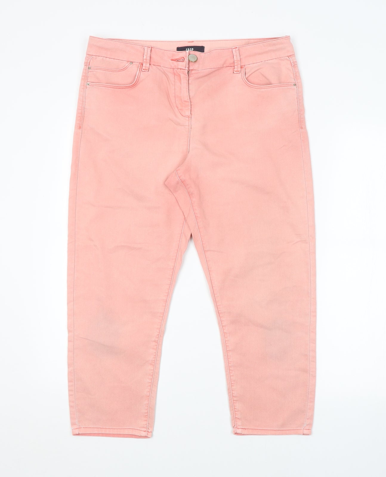 Womens UK Size  Preworn Regular Fit Cropped Pink Jeans