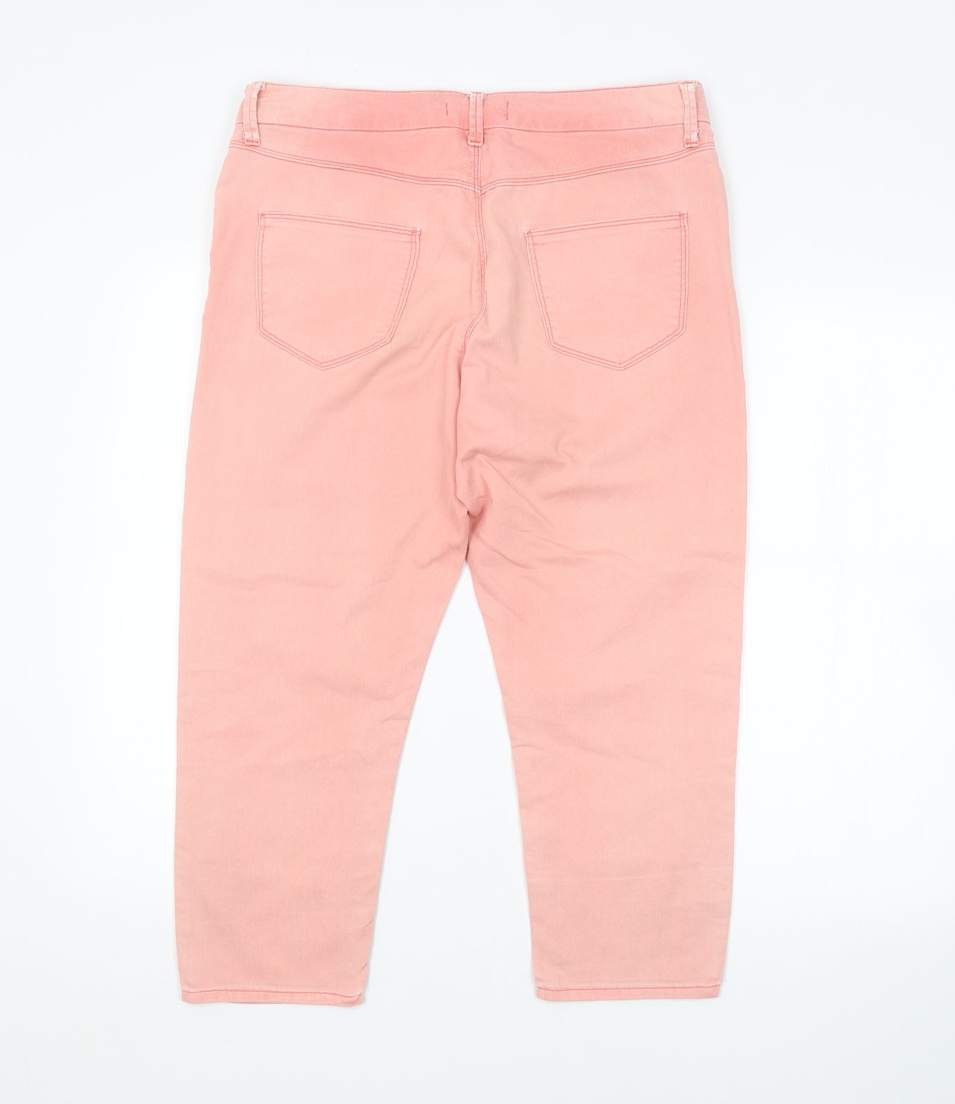 Womens UK Size  Preworn Regular Fit Cropped Pink Jeans