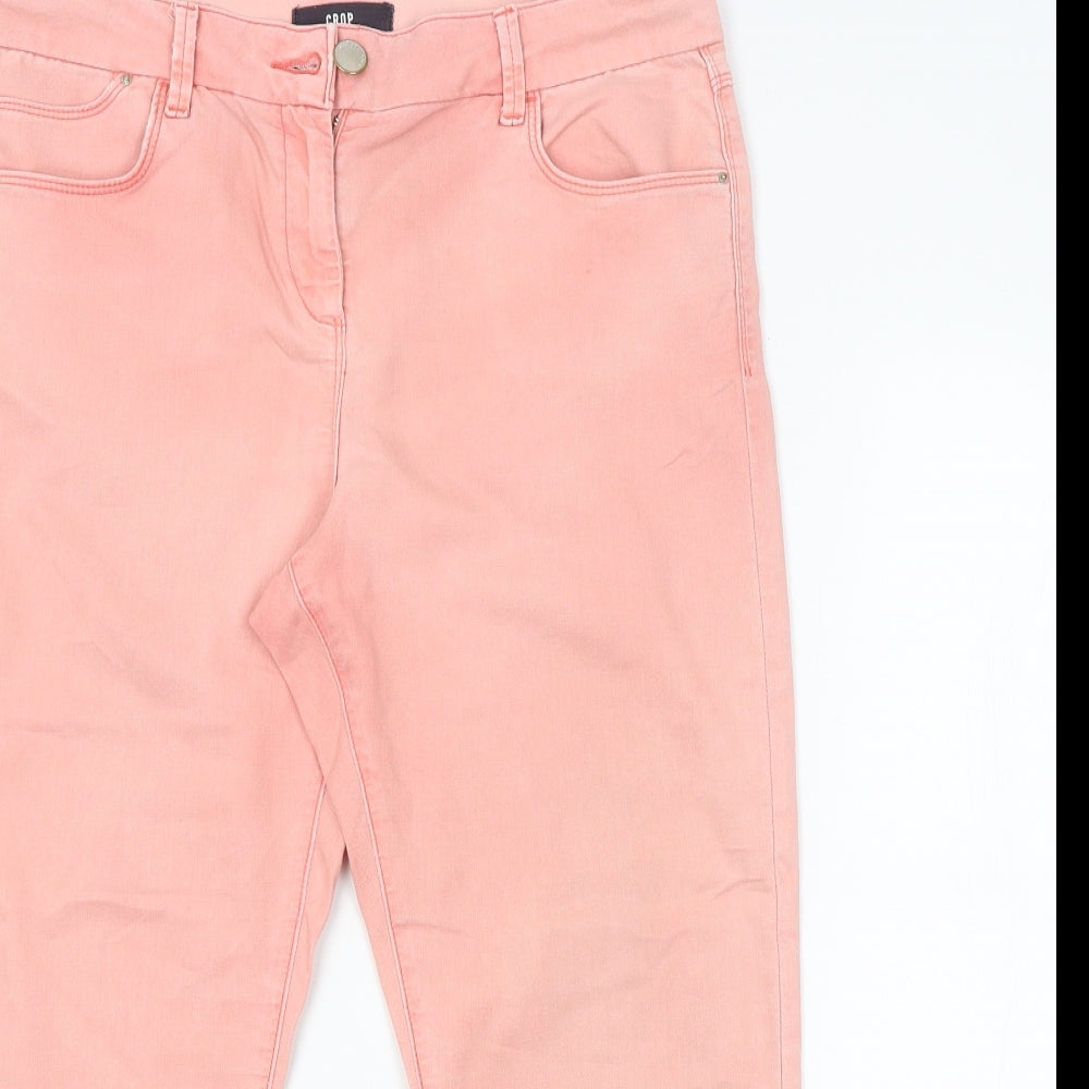 Womens UK Size  Preworn Regular Fit Cropped Pink Jeans