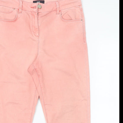 Womens UK Size  Preworn Regular Fit Cropped Pink Jeans