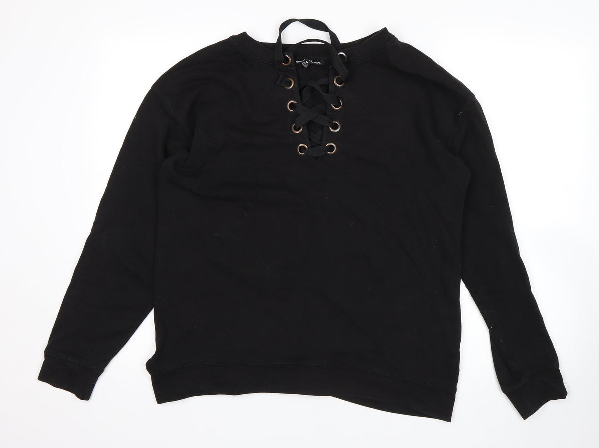 Womens Black   Pullover Sweatshirt Size M