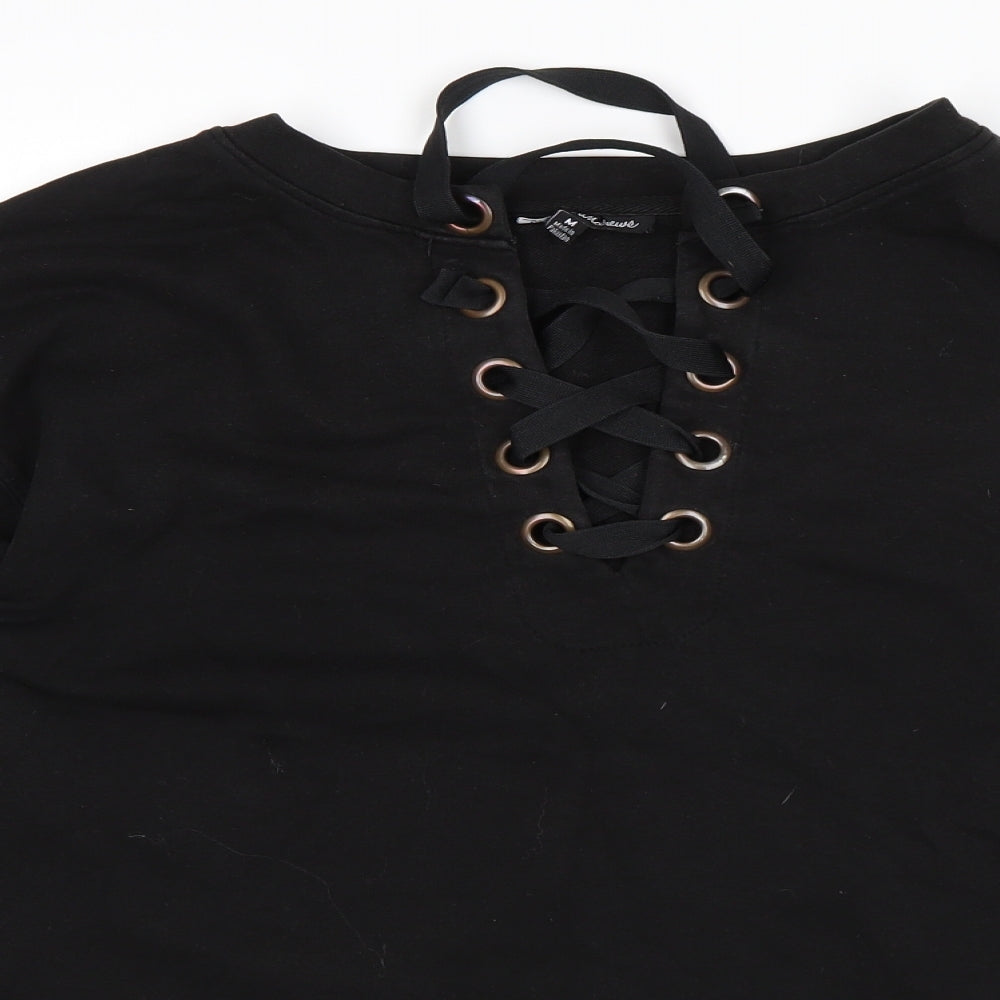 Womens Black   Pullover Sweatshirt Size M