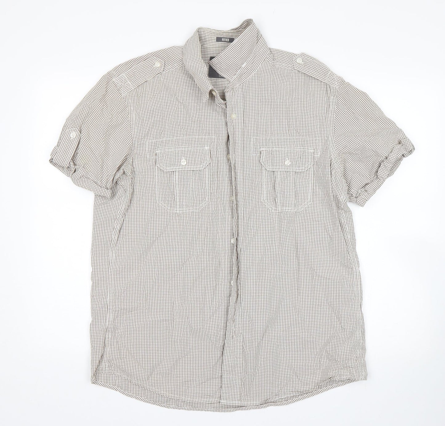 Mens UK Size L H&M Multicoloured  Button-Up Short Sleeve Casual Shirt